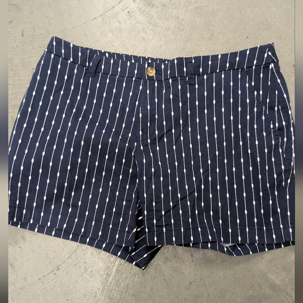 Faded Glory Navy and White Striped Women's Shorts, Size 14